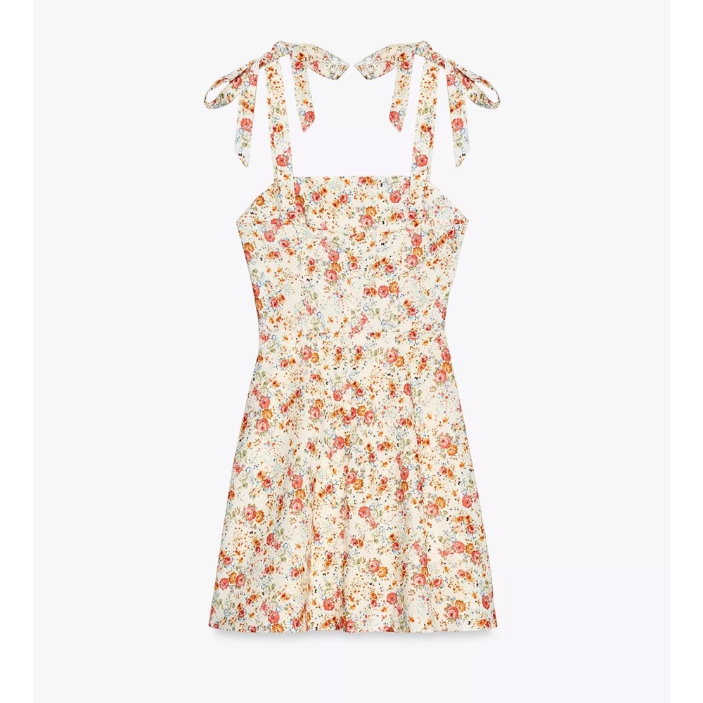 Zara Floral Mini Dress with Tie Straps